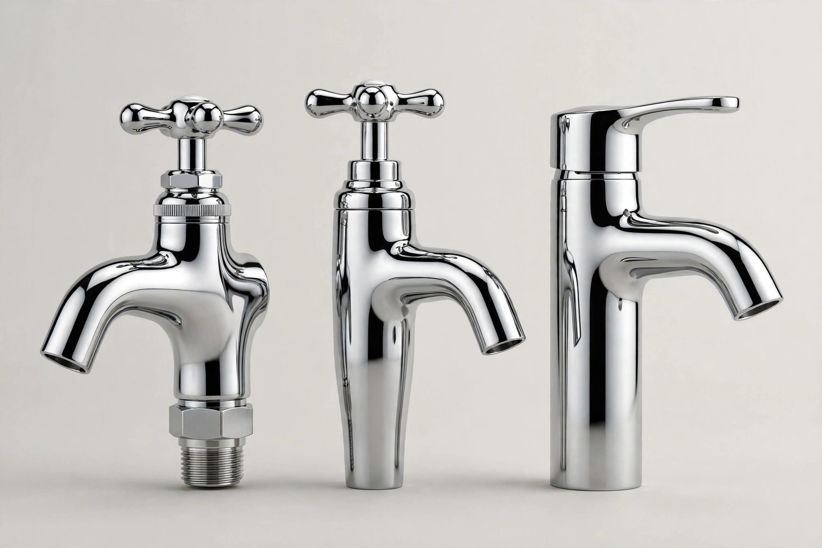 Brass bib cocks and pillar taps with polished chrome finish